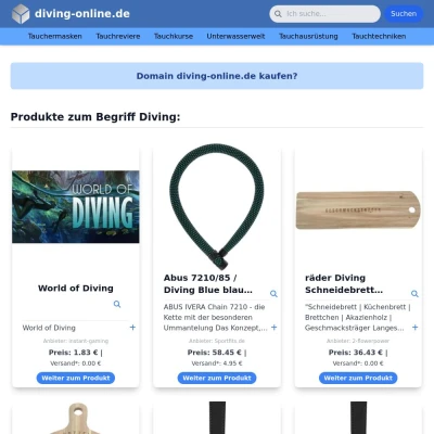 Screenshot diving-online.de
