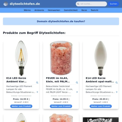 Screenshot diyteelichtofen.de