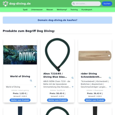 Screenshot dog-diving.de
