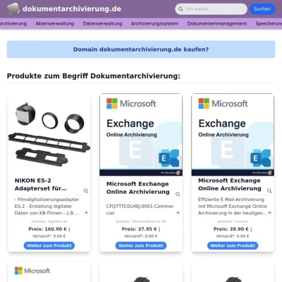 Screenshot dokumentarchivierung.de