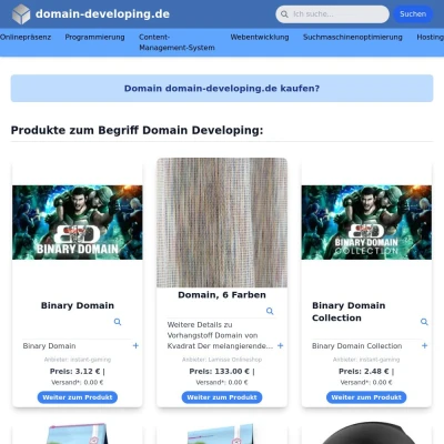 Screenshot domain-developing.de