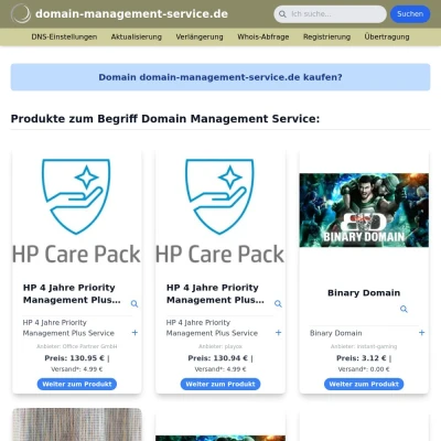 Screenshot domain-management-service.de