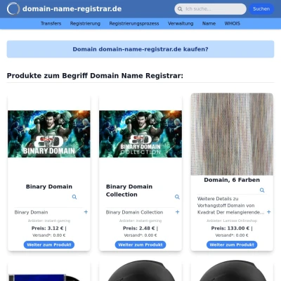 Screenshot domain-name-registrar.de