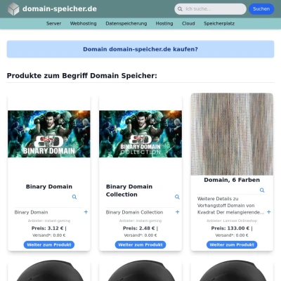 Screenshot domain-speicher.de