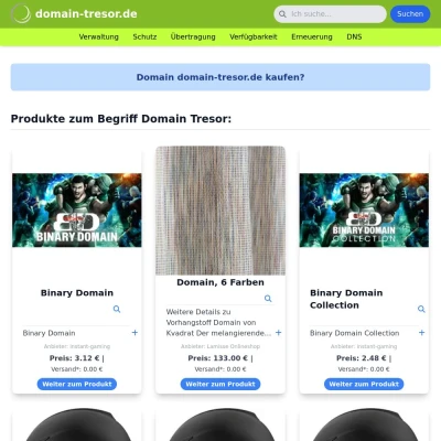 Screenshot domain-tresor.de