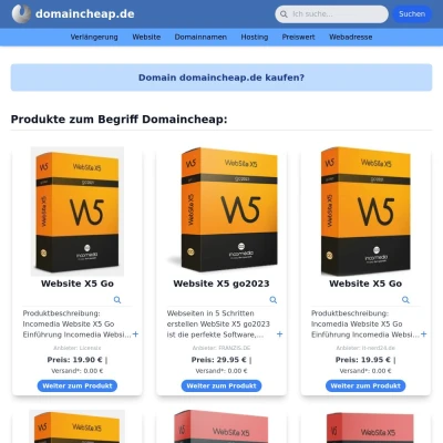 Screenshot domaincheap.de