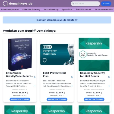 Screenshot domainkeys.de