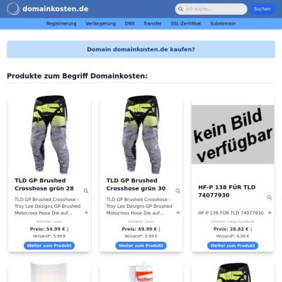 Screenshot domainkosten.de