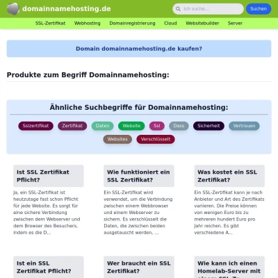 Screenshot domainnamehosting.de