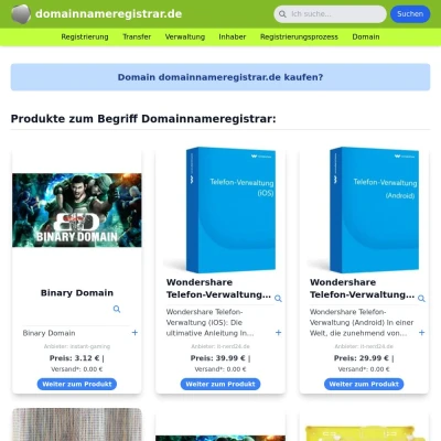 Screenshot domainnameregistrar.de