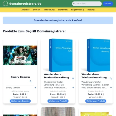 Screenshot domainregistrars.de