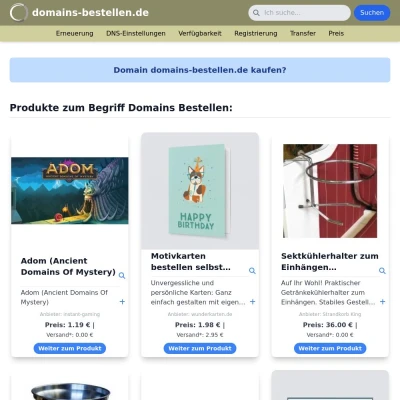 Screenshot domains-bestellen.de