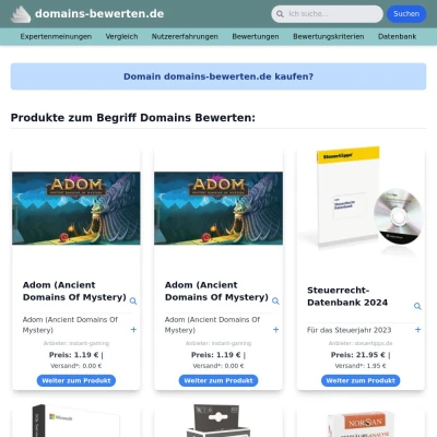 Screenshot domains-bewerten.de
