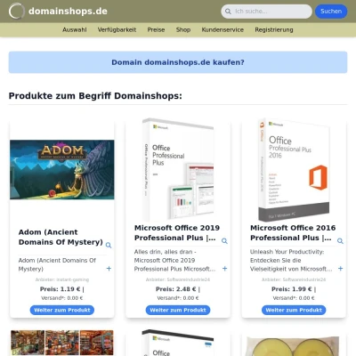 Screenshot domainshops.de