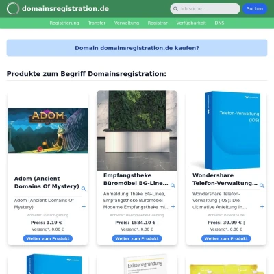 Screenshot domainsregistration.de
