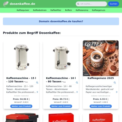 Screenshot dosenkaffee.de