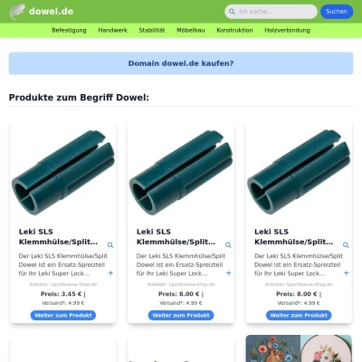 Screenshot dowel.de