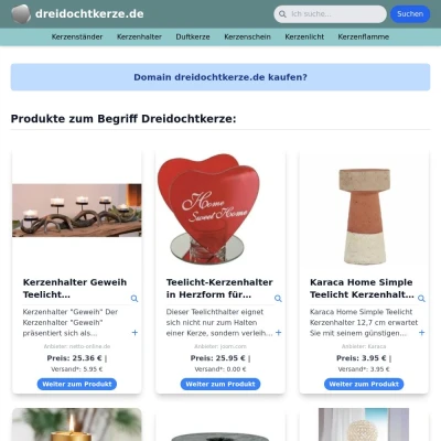 Screenshot dreidochtkerze.de