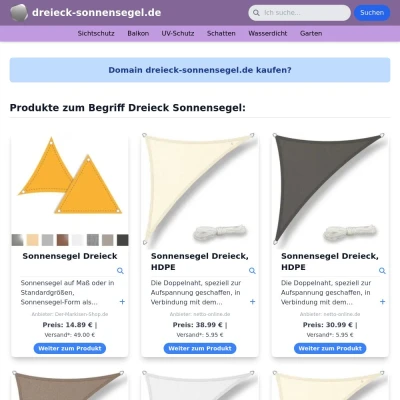 Screenshot dreieck-sonnensegel.de