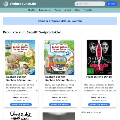 Screenshot dreiprodukte.de