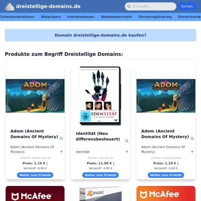 Screenshot dreistellige-domains.de