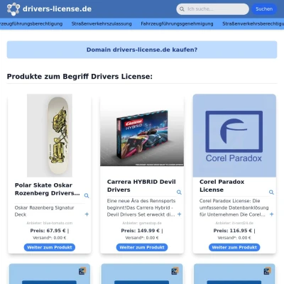 Screenshot drivers-license.de