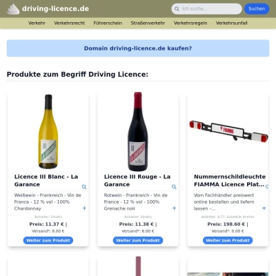 Screenshot driving-licence.de