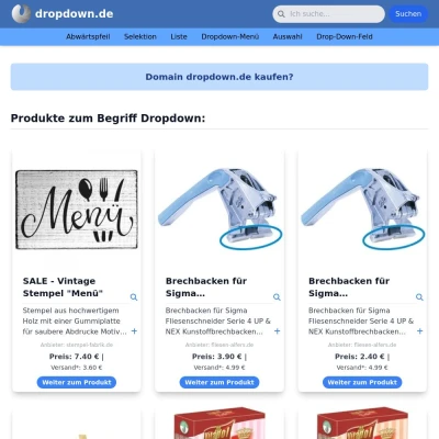 Screenshot dropdown.de