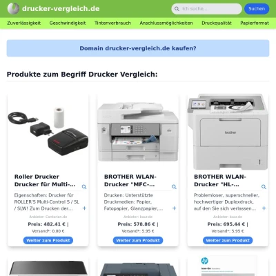 Screenshot drucker-vergleich.de