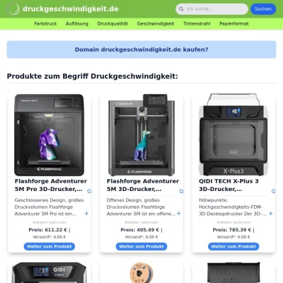 Screenshot druckgeschwindigkeit.de