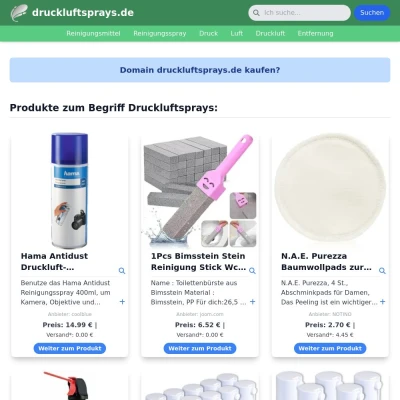 Screenshot druckluftsprays.de