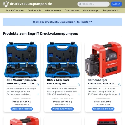 Screenshot druckvakuumpumpen.de