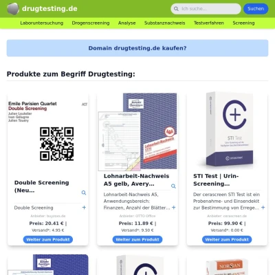 Screenshot drugtesting.de