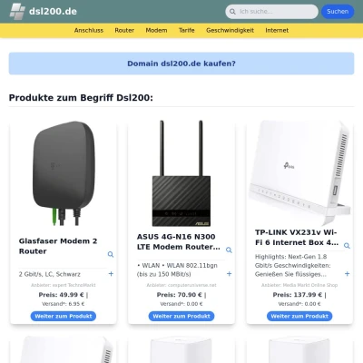 Screenshot dsl200.de