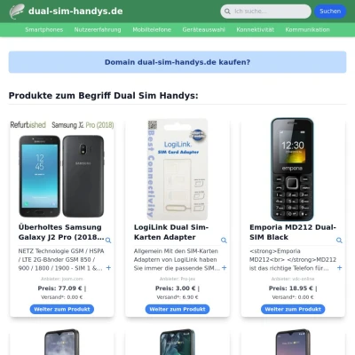 Screenshot dual-sim-handys.de