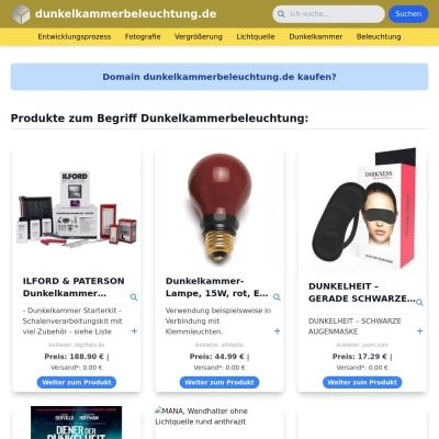 Screenshot dunkelkammerbeleuchtung.de