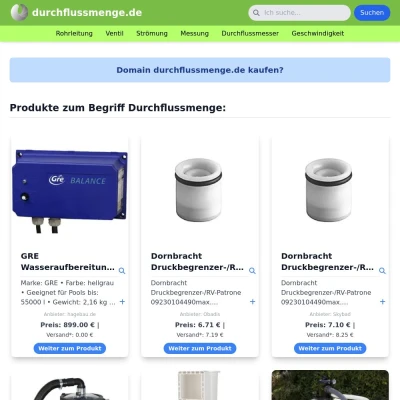 Screenshot durchflussmenge.de