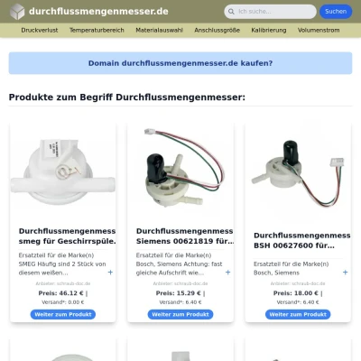 Screenshot durchflussmengenmesser.de