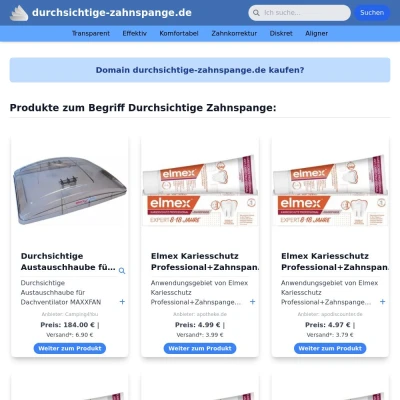 Screenshot durchsichtige-zahnspange.de