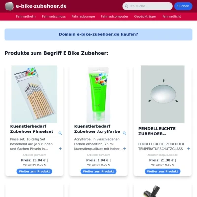 Screenshot e-bike-zubehoer.de