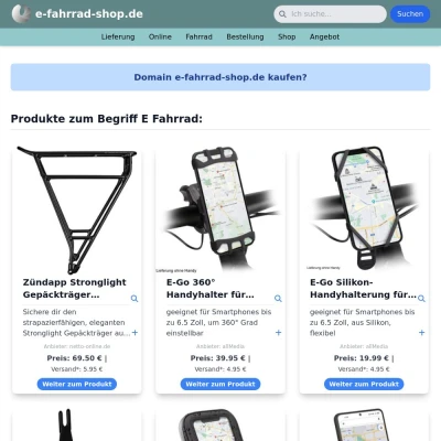 Screenshot e-fahrrad-shop.de