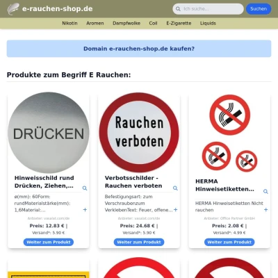 Screenshot e-rauchen-shop.de