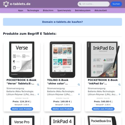 Screenshot e-tablets.de