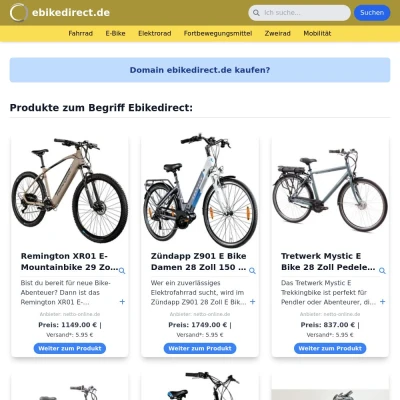 Screenshot ebikedirect.de