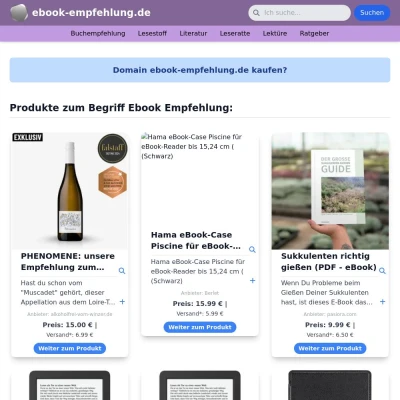 Screenshot ebook-empfehlung.de