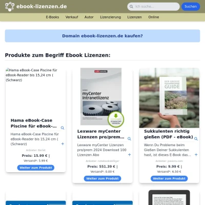 Screenshot ebook-lizenzen.de