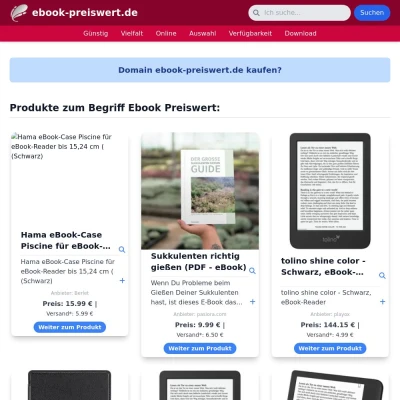 Screenshot ebook-preiswert.de