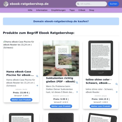 Screenshot ebook-ratgebershop.de