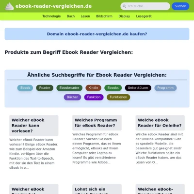 Screenshot ebook-reader-vergleichen.de