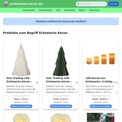 Screenshot echtwachs-kerze.de